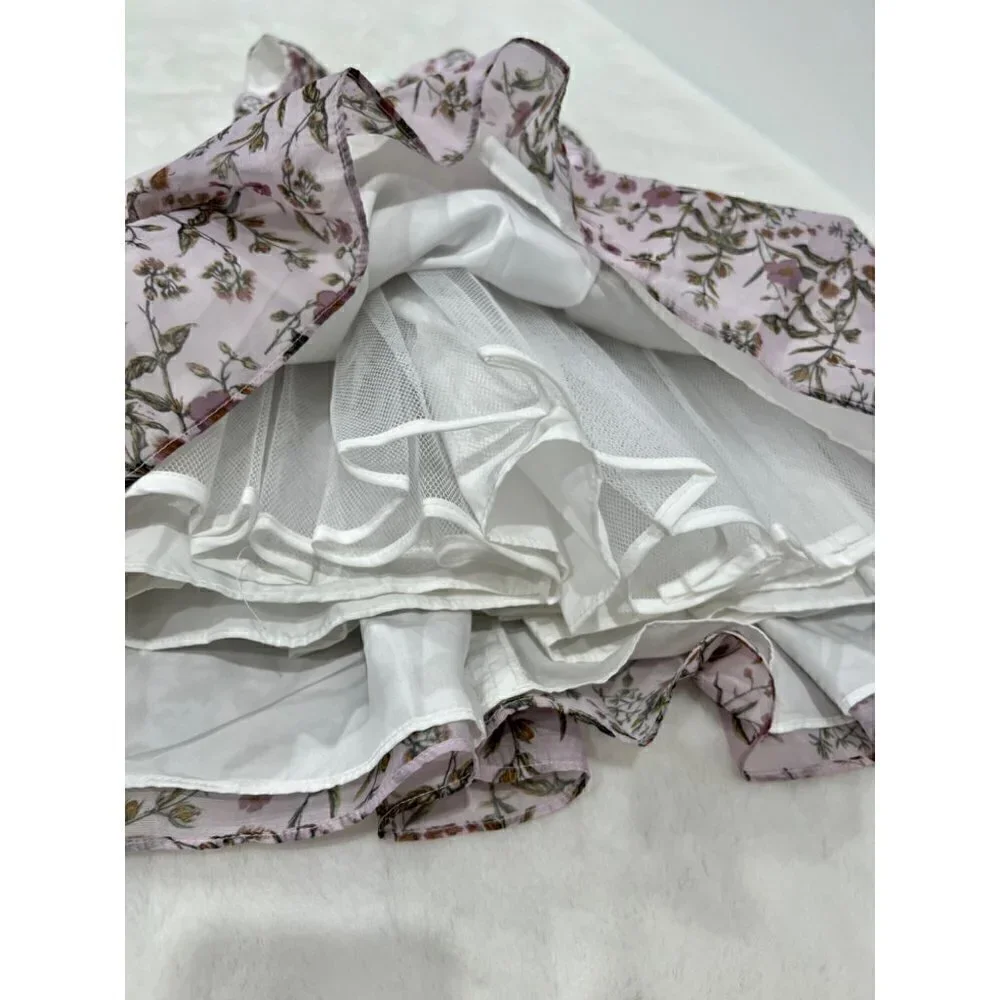 NWOT PIPPA & JULIE Kids' Size 5 Little Girl's Ditsy Floral Opaque Organza Dress